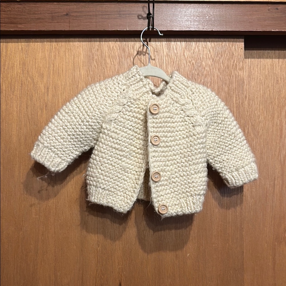 Cozy Cream Knit Baby Cardigan 0-6M
